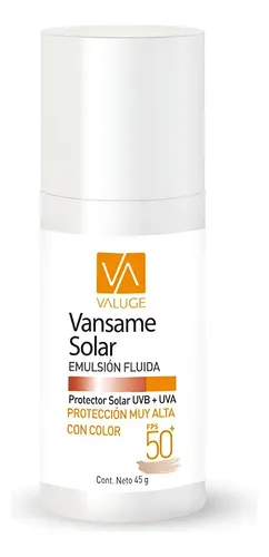 Vansame Protector Solar Emulsión Facial Fps50+ Con Color 45g