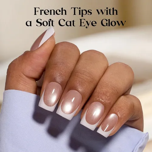 Uñas Adhesivas Beetles French Tip Short Squoval Glassy