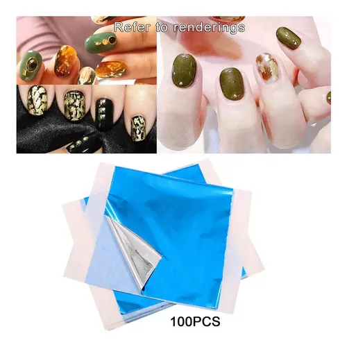 Hoja De Hoja De Oro Hoja De Arte De Uñas Papel Plata Azul