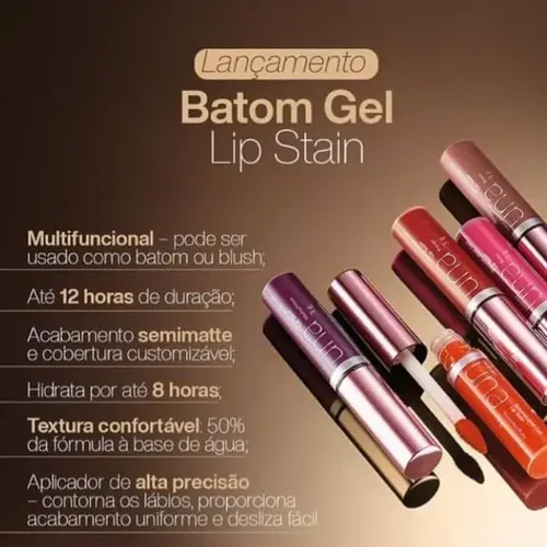 Labial Gel Lip Stain Tinta Semi Mate Una Natura Color Rose