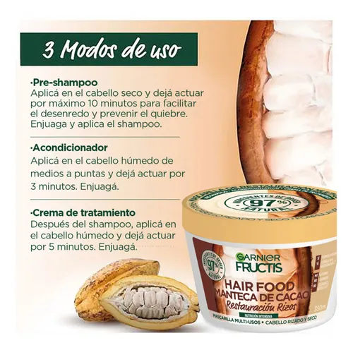 Crema Para Peinar Garnier Fructis Hair Food Manteca De Cacao