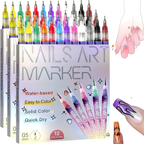 Nail Art Markers For Gel Nails, 24 Colors Nail Art Pens Set