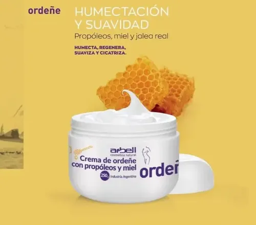 Crema De Ordeñe Propóleo Miel 250 Grs. X2u. Natural Arbell