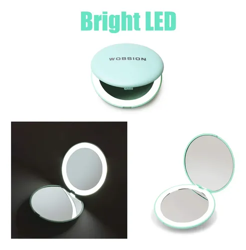 Espejo De Maquillaje Wobsion Con Luz Led Para Viajes, Aument