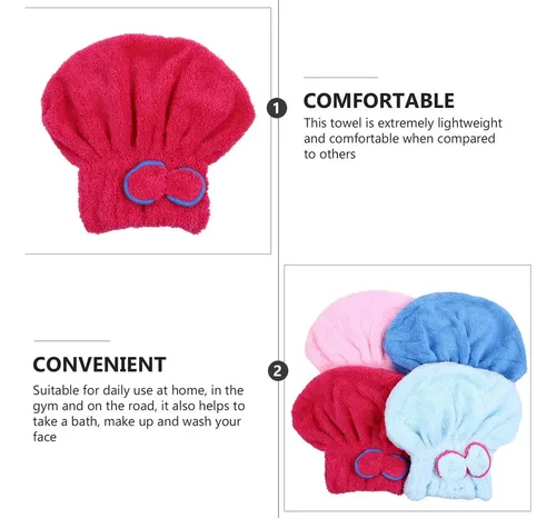 4 Gorros De Microfibra Para Secar El Cabello, Ultra Absorben