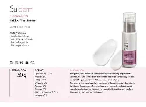 Crema Hidratante Facial Hydra Filler Intense Sulderm