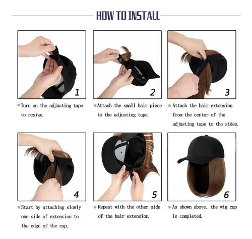 Qlenkay Gorra Baseball Con Extensiones De Pelo Estilo Bob