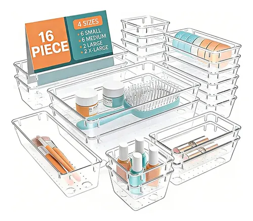 Organizador De Cajones Joyas Maquillaje 16 Pzas De Plástico