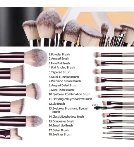 Set De 18 Brochas De Maquillaje Bs-mall Champagne