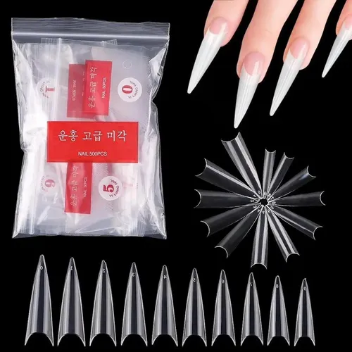 Tips Stiletos Bolsa X 500 Unidades Profesional Esculpidas
