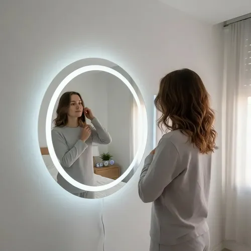 Espejo Con Luz Led Calida Fria O Neutra Touch Tactil Con Dimmer 50 Cm Redondo Para Baño Dormitorio Cuantoarte Circular Premium