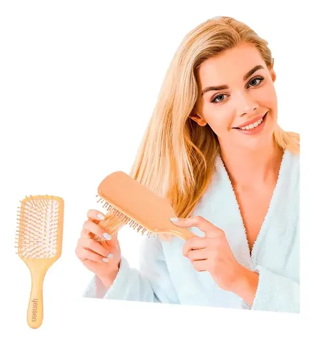Cepillo Peine De Pelo Paleta Natural Madera Desenredante