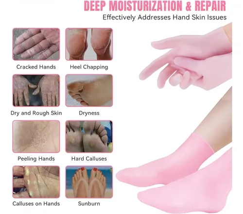 Medias Y Guantes Hidratantes Rosa Para Manos Y Pies Secos