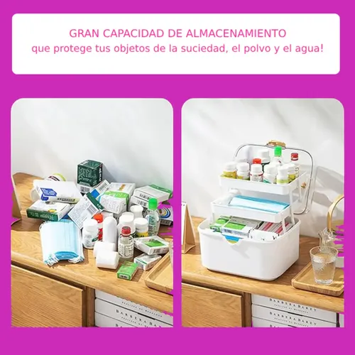 Baúl Organizador Multiuso Maquillaje Manija Tapa Transparent