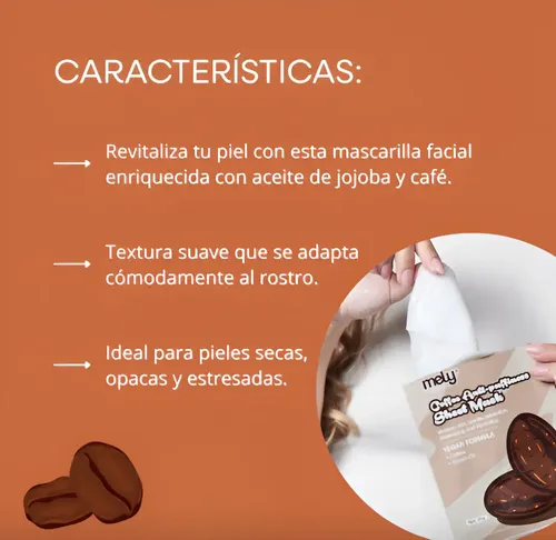 Mascarilla Facial Vegana Mely Con Aceite De Jojoba Y Café