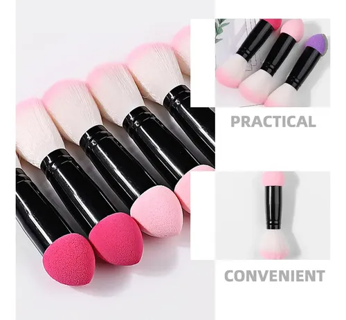 6pcs Dual-ended Makeup Brushes Soft Blush & Powder Brush Set