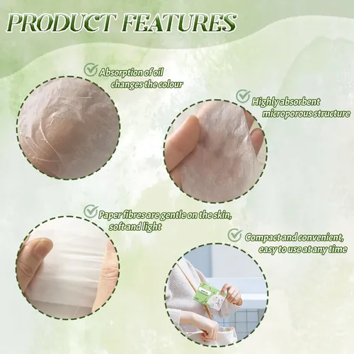 200 Hojas De Papel Absorbente De Aceite Facial De Té Verde .
