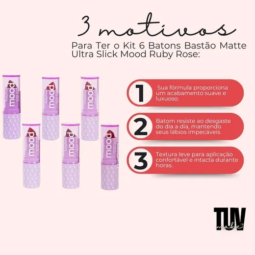 Lápiz labial Ruby Rose Matte Ultra Slick Mood, hermosos colores, color 04-showy