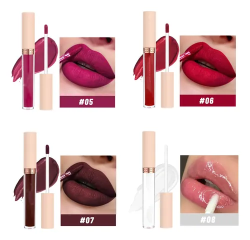 Set De 8 Lápices Labiales Líquidos Mate Mate Que No Se Decol