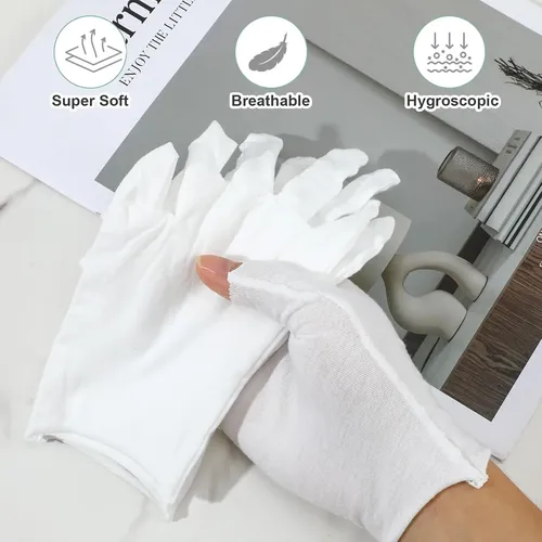 Guantes Sin Dedos Blancos De Algodón Hidratantes Para Manos