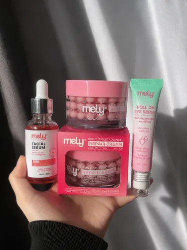Kit Skincare Mely: Sérum Facial, Crema Reparadora Y Roll On