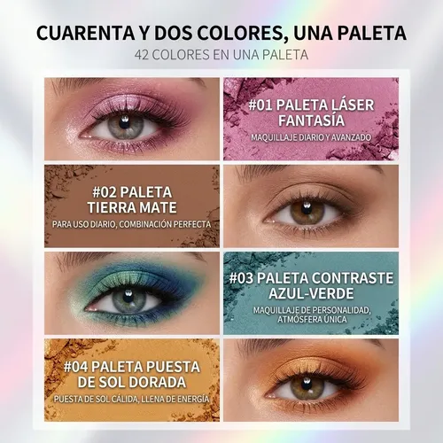 Paleta De Sombras 42 Tonos Gama Lavanda Rosa Mate Y Brillo