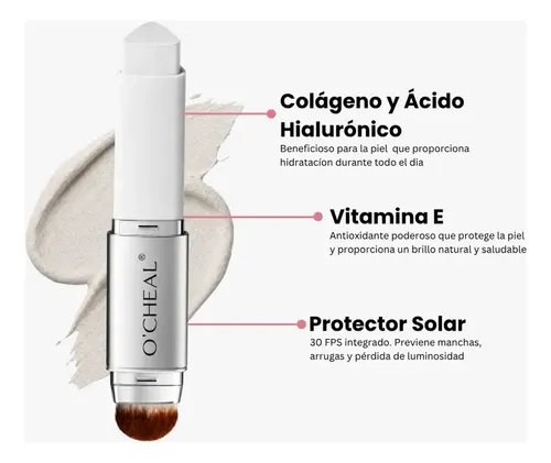 Base Maquillaje Barra Con Protector Solar Y Brocha