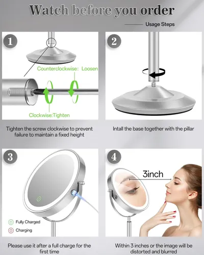 Espejo De Maquillaje Con Luz Led 30x Aumentos Recargable