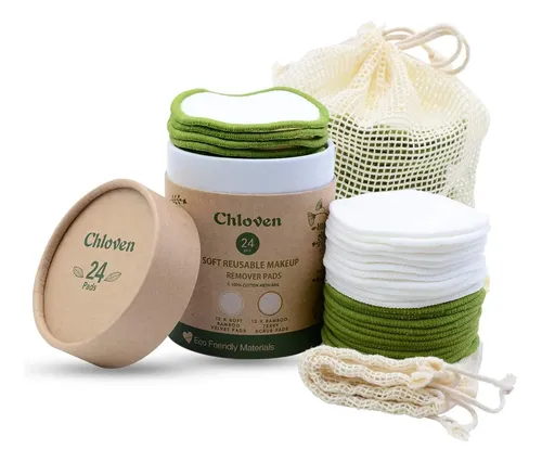 Almohadillas Desmaquillantes Chloven, Reutilizables, 24 Unid