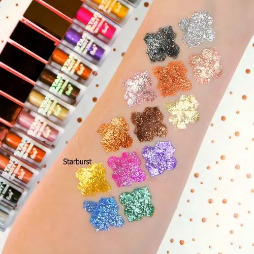 Sombra Liquida Star Party Liquid Eyeshadow Tono Starburst (amarillo Dorado) Acabado Con Glitter Rude Cosmetics