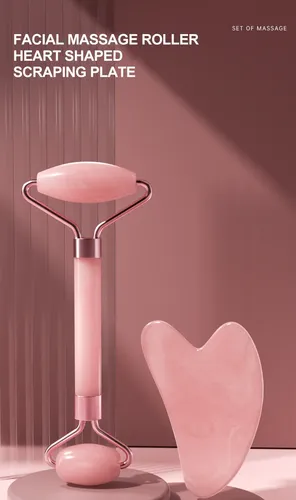 L Rodillo Facial Y Piedra Gua Sha De Cuarzo Rosa