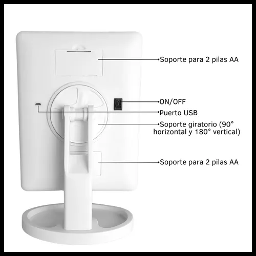 Espejo Maquillaje Con Luz Led Fría Pantalla Táctil Touch De