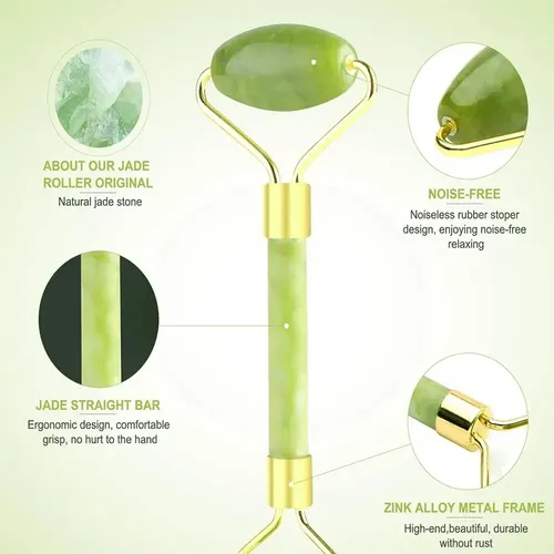 Rodillo Masajeador Facial Y Corporal De Jade Verde Danfula