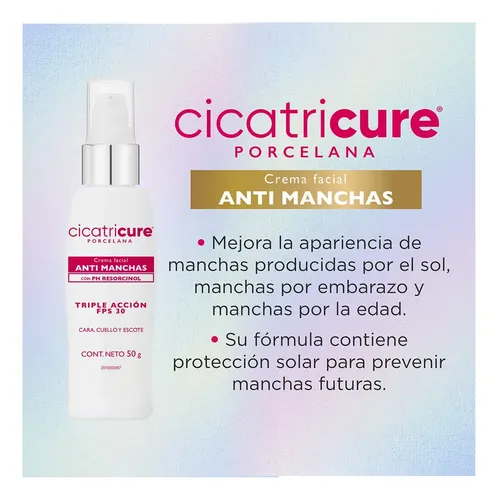 Cicatricure Antimanchas Crema Con Resorcinol X 50g Momento de aplicación Día Tipo de piel Todo tipo