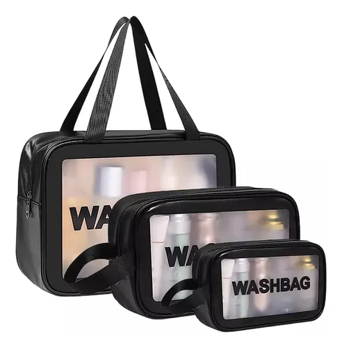Estuches De Maquillaje Bolsa Cosmetiquera Set 3 Neceser Negro