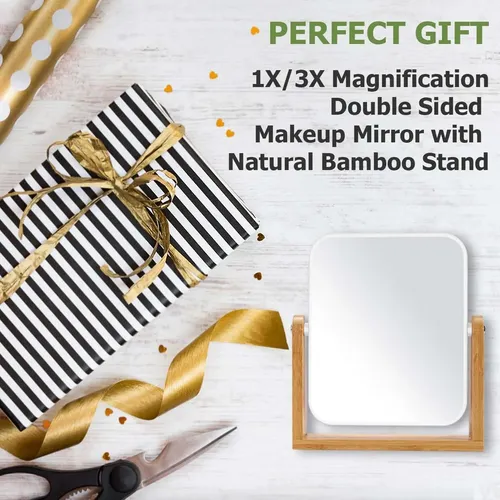 Espejo Maquillaje Vanity Bamboo 8 Pulgadas Doble Cara 360 °