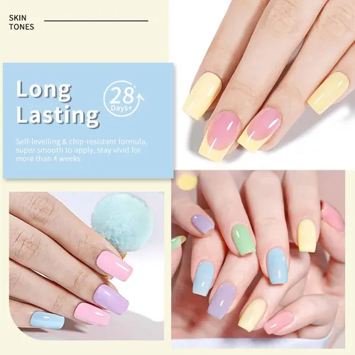 Conjunto De Esmalte En Gel Jr Macaron 9 Piezas Para Uñas