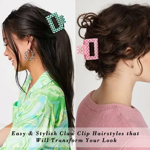 Clips De Garra A Cuadros Ahoney 4 Pack Y2k 5.08 Cm
