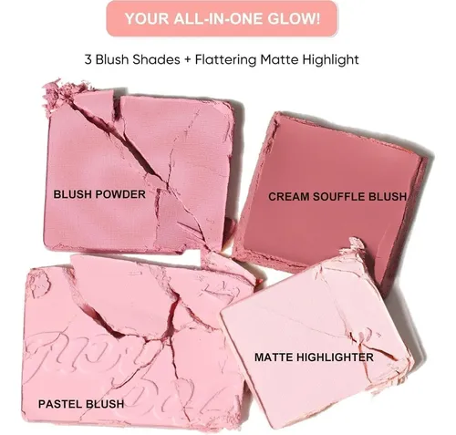 Paleta 4 En 1 Rubor Iluminador Contorno Judydoll Lilac
