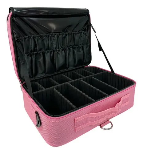 Organizador de Maquillaje Glamory Medium Rosa 10 Compartimentos Tela 37x26x12.5 cm