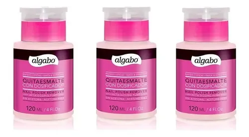 Kit X 3 Quitaesmalte De Uñas Con Dosificador Algabo 120ml
