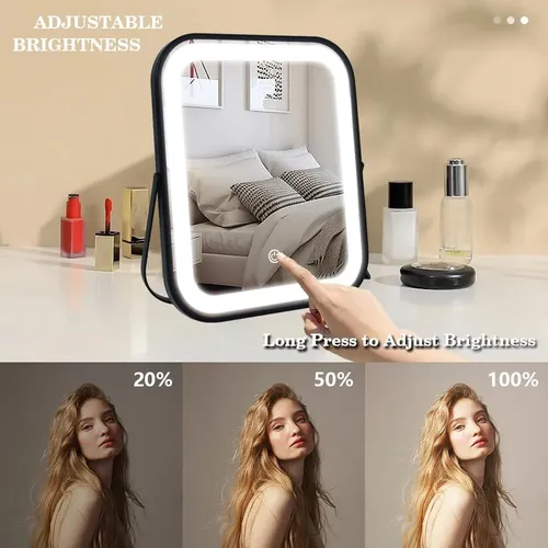 Espejo De Maquillaje Con Luz Led Yekkopt 10×8 Pulgadas Negro