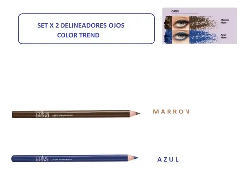 Delineador Ojos Marron Azul Setx2 Avon Color Trend