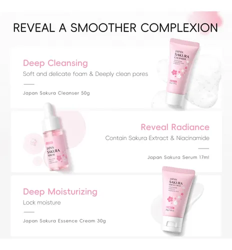 Set Facial Laikou Japan Sakura 3 Piezas Normal Día/noche