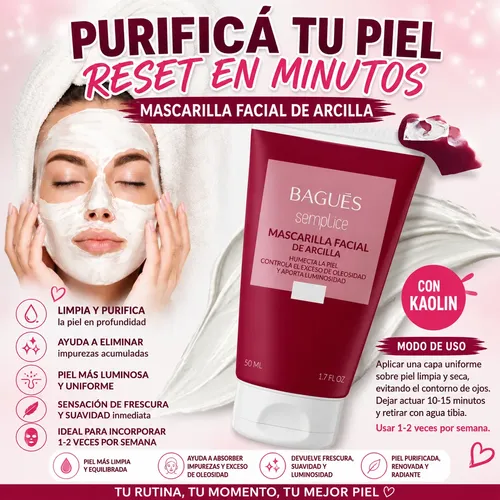 Mascarilla Facial De Arcilla Bagués Semplice Purificante 50m