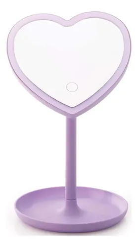 Espejo De Maquillaje De Pie Luz Led Corazon Pila Stnffive