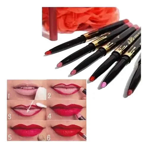 Set 6 Delineadores Labios Crayon Retractil 6 Colores