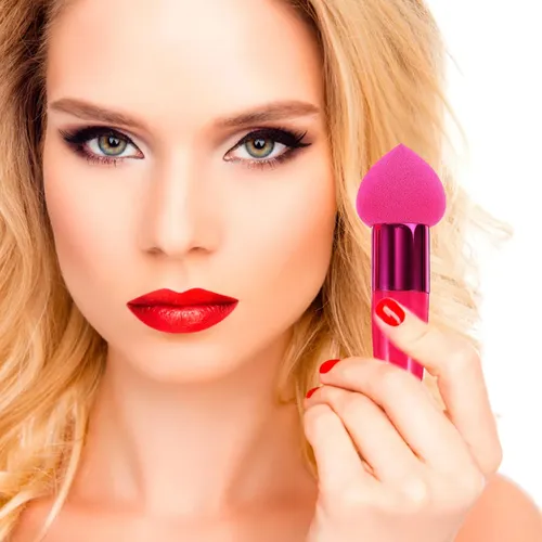 3 Esponjas Cosméticas Faciales Para Base De Maquillaje Rosa