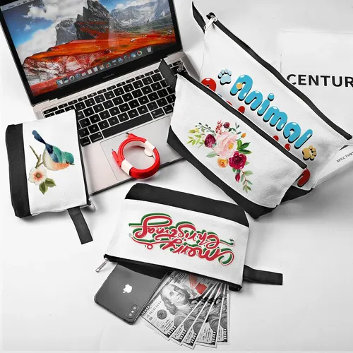 Bolsa De Maquillaje Sinzip De Lona De Algodón, 10 Piezas, Bl