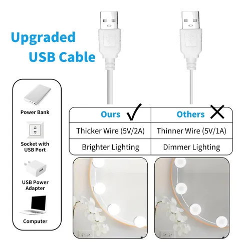 Luces Led Para Tocador Newkaz Con 12 Bombillas Regulables Y